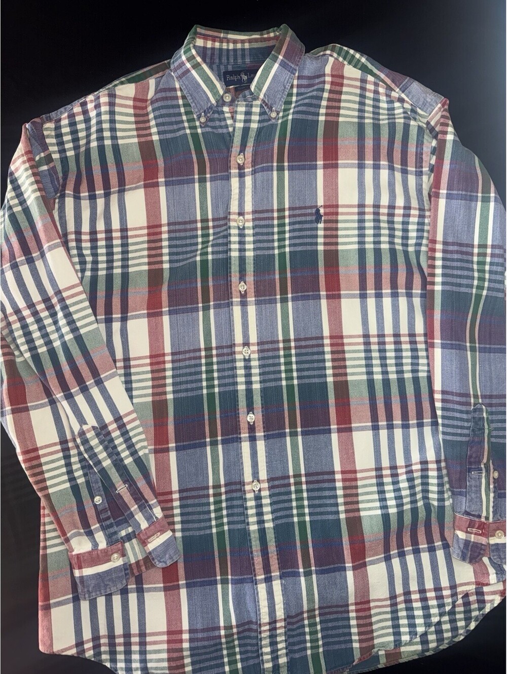 Vtg Ralph Lauren Polo Longsleeve Button Up Size Large